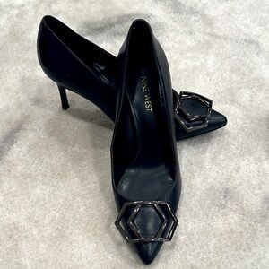 Nine West Black Heels with Geometric Accent